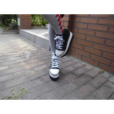 Black Canvas Pleather Sneakers