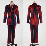 Tokyo Ghoul Shuu Tsukiyama Red Vertical Stripe Cosplay Costume