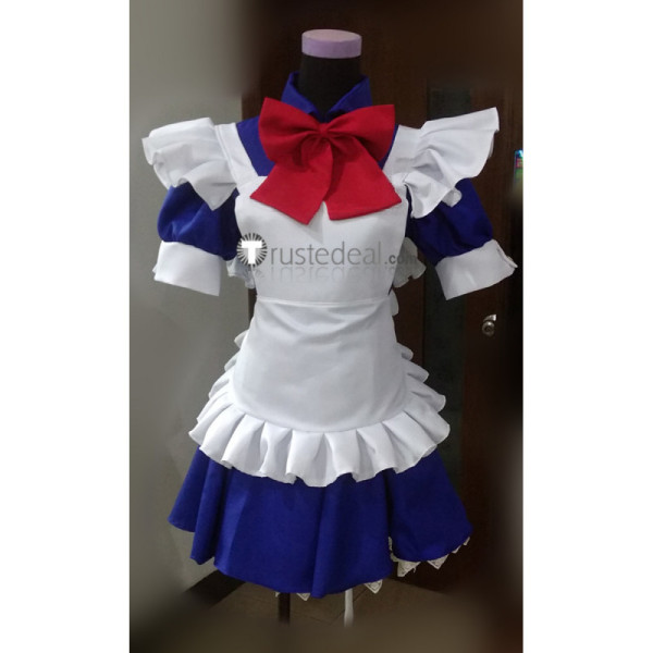Battle Maid White Blue Cosplay Costume