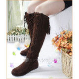 Top quality artifical suede upperpanter print corduroy inside with non-slipping sole knee boots(1042)
