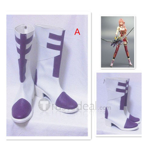 Final Fantasy XIII-2 Serah Farron White and Purple Cosplay Boots Shoes