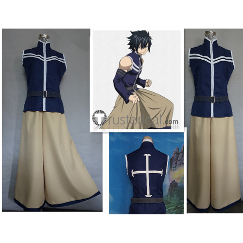 Fairy Tail Gray Fullbuster Blue Cosplay Costume