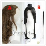 Lace Front Wig Chinese Traditional Hairstyles Black Brown Curly Cosplay Wig