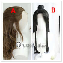 Lace Front Wig Chinese Traditional Hairstyles Black Brown Curly Cosplay Wig