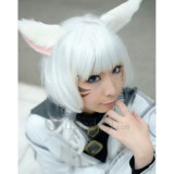 Final Fantasy XIV 14 Miqote White Pigtails Cosplay Wig