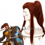 Overwatch Support Brigitte Red Brown Cosplay Wig