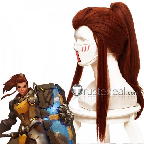 Overwatch Support Brigitte Red Brown Cosplay Wig