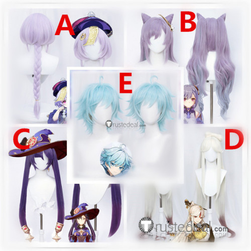 Genshin Impact Qiqi Keqing Ningguang Mona Chongyun Purple Blue Cosplay Wigs