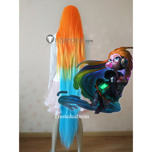 League of Legends LOL Cyber Pop Zoe Orange Blue Green Yellow Cosplay Wig 150cm