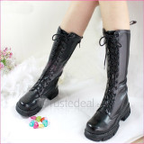 Top quality PU flat heel with laces boots(D1071)