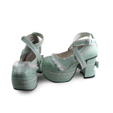 White Black Bows Trim Lolita Shoes