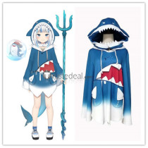 Vtuber Gawr Gura Shark Blue Hoodie Cosplay Costume