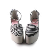 White Wedges Buckle Strap Sandals