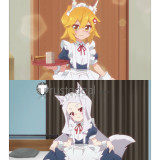 Sewayaki Kitsune no Senko-san Senkosan White Blue Maid Cosplay Costume