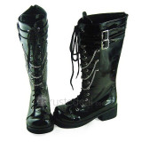 Vocaloid Himitsu Keisatsu Secret Police Kagamine Rin Black Punk Cosplay Boots Shoes