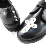 Black and White Cosplay Shoes with Cross