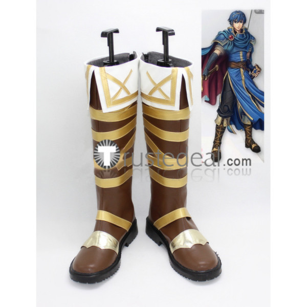 Fire Emblem: Shadow Dragon Marth Brown Golden Cosplay Boots Shoes