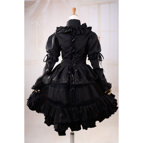 Date A Live Tokisaki Kurumi Black Gothic Lolita Cosplay Costume