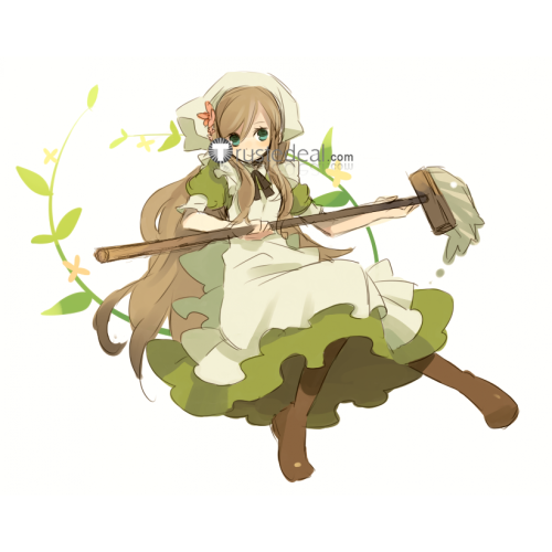 Hetalia Axis Powers Hungary Little Elizaveta Green White Maid Cosplay Costume2