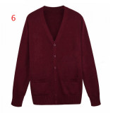 Japanese Anime JK School Uniform V-neck Cardigan Sweater Blue Gray Purple Pink Yellow Cosplay Costumes