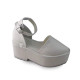 White Wedges Buckle Strap Sandals