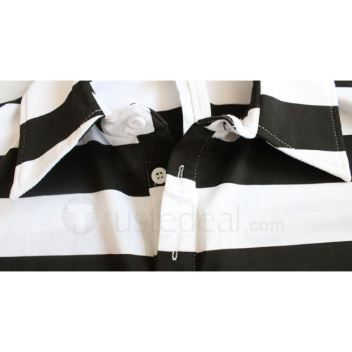 Prison School Fujino Kiyoshi One-piece Stripe Jumpsuit Prison Uniform Cosplay Costume