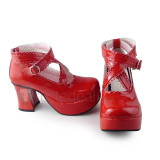 Square Hee Red Sweet Lolita Shoes