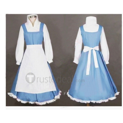 open lace back dress Beauty and the Beast Womens Belle Blue Dress Costume Plus Size Availab –  Cosplayrr main image 0