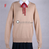 Japanese Anime JK School Uniform V-neck Pullover Sweater Blue Gray White Pink Yellow Cosplay Costumes
