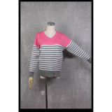 Kurokos Basketball Kuroko Tetsuya Pink-Gray Stripes Sweater Cosplay Costume