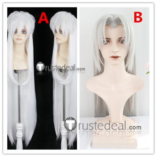 Inuyasha Sesshomaru Widow's Peak Long White Silver Grey Cosplay Wig