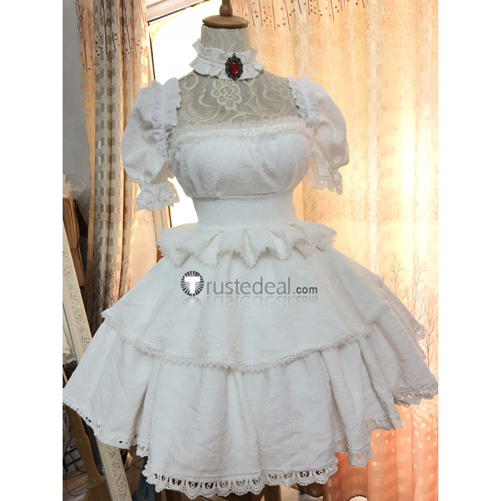 Super Mario Bros Princess Boo Booette White Lolita Dress Cosplay Costume