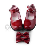 Wine Red PU Crossed Straps Shoes