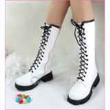 Top quality PU flat heel with laces boots(D1071)