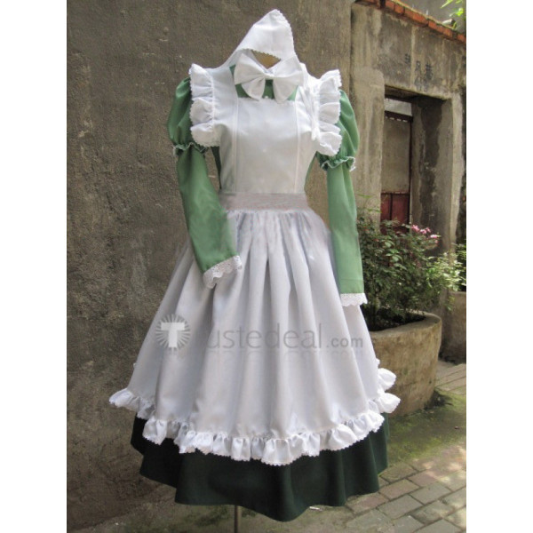 Hetalia Axis Powers Hungary Little Elizaveta Green White Maid Cosplay Costume1
