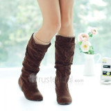 Top quality PU medium heel pumps boots(JY810)