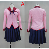 Monogatari Tsubasa Hanekawa Pink Summber School Uniform Cosplay Costume