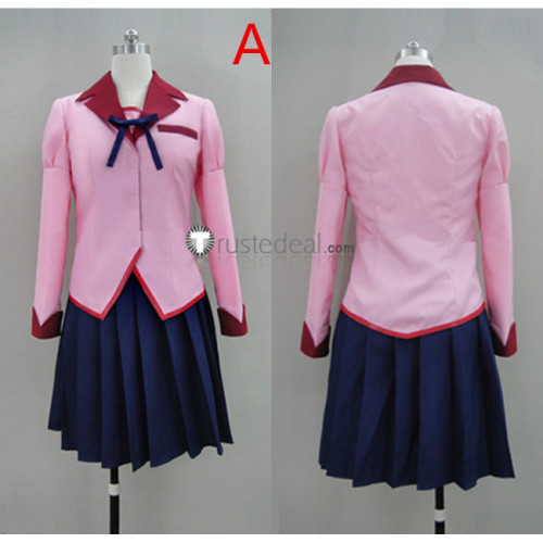 Monogatari Tsubasa Hanekawa Pink Summber School Uniform Cosplay Costume