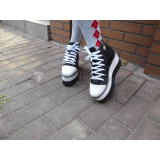 Black Canvas Pleather Sneakers
