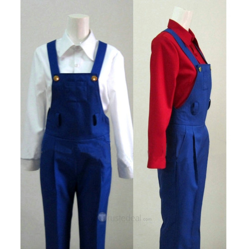 Super Mario Green Blue Overalls Cosplay Costume