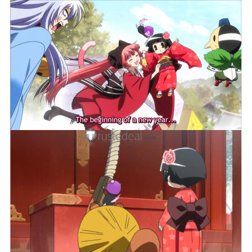 Gugure! Kokkuri-san Ichimatsu Kohina New Year Red Kimono Yukata Cosplay Costume