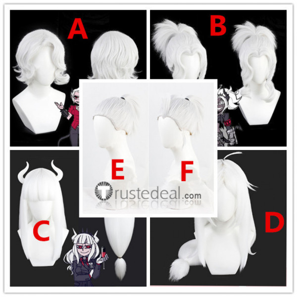 Helltaker Cerberus Lucifer Justice Zdrada Judgement White Cosplay Wigs