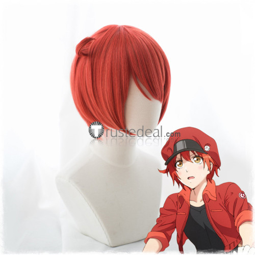 Cells at Work Hataraku Saibou Erythrocyte Red Blood Cell Short Cosplay Wig