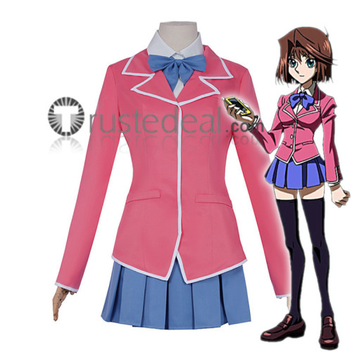 Yugioh Duel Monsters Anzu Mazaki Tea Gardner Domino High School Girl Uniform Pink Blue Cosplay Costume