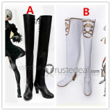 Nier Automata 2B YoRHa Commander White Black Cosplay Boots Shoes