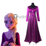 Frozen Disney Queen Elsa Snow Fur Dress and Purple Pajamas Dress Cosplay Costumes