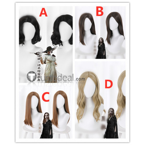 Resident Evil 8 Village Lady Dimitrescu Daughters Daniela Bela Cassandra Black Brown Cosplay Wigs