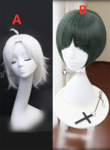 White Green Short Cosplay Wig