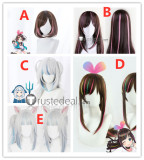 Vtuber YouTuber Channel A.I. Kizuna Ai Gawr Gura Long Brown Pink Silver Grey Cosplay Wigs