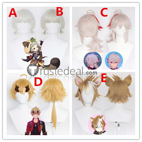 Genshin Impact Sayu Kaedehara Kazuha Gorou Ms. Hina Thoma Blonde Grey Cosplay Wig Ears